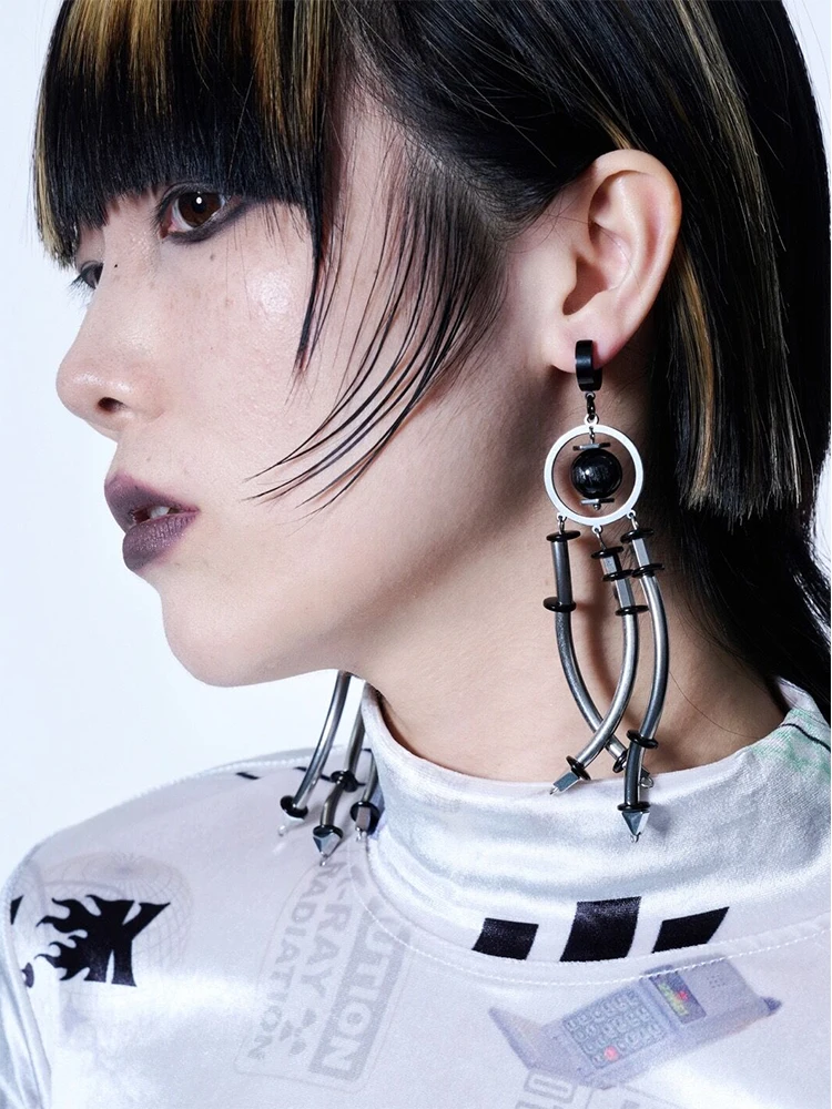 2024 New Machine Heavy Earrings Cyberpunk Style Men\'s And Women\'s Jewelry Party Gifts