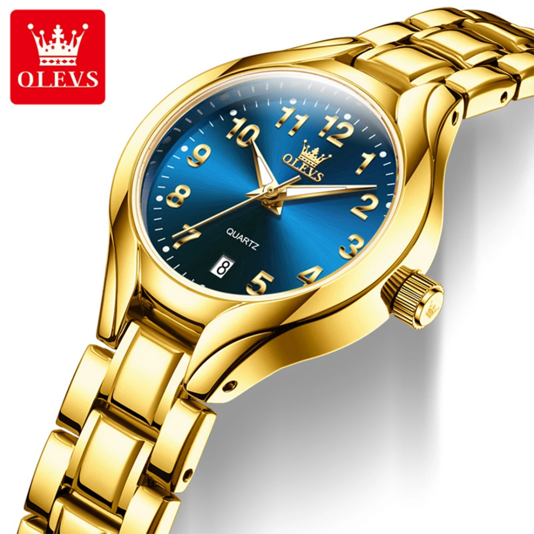 

OLEVS 3650 Quartz Fashion Watch Gift Round-dial Stainless Steel Watchband Wristwatch Calendar Luminous