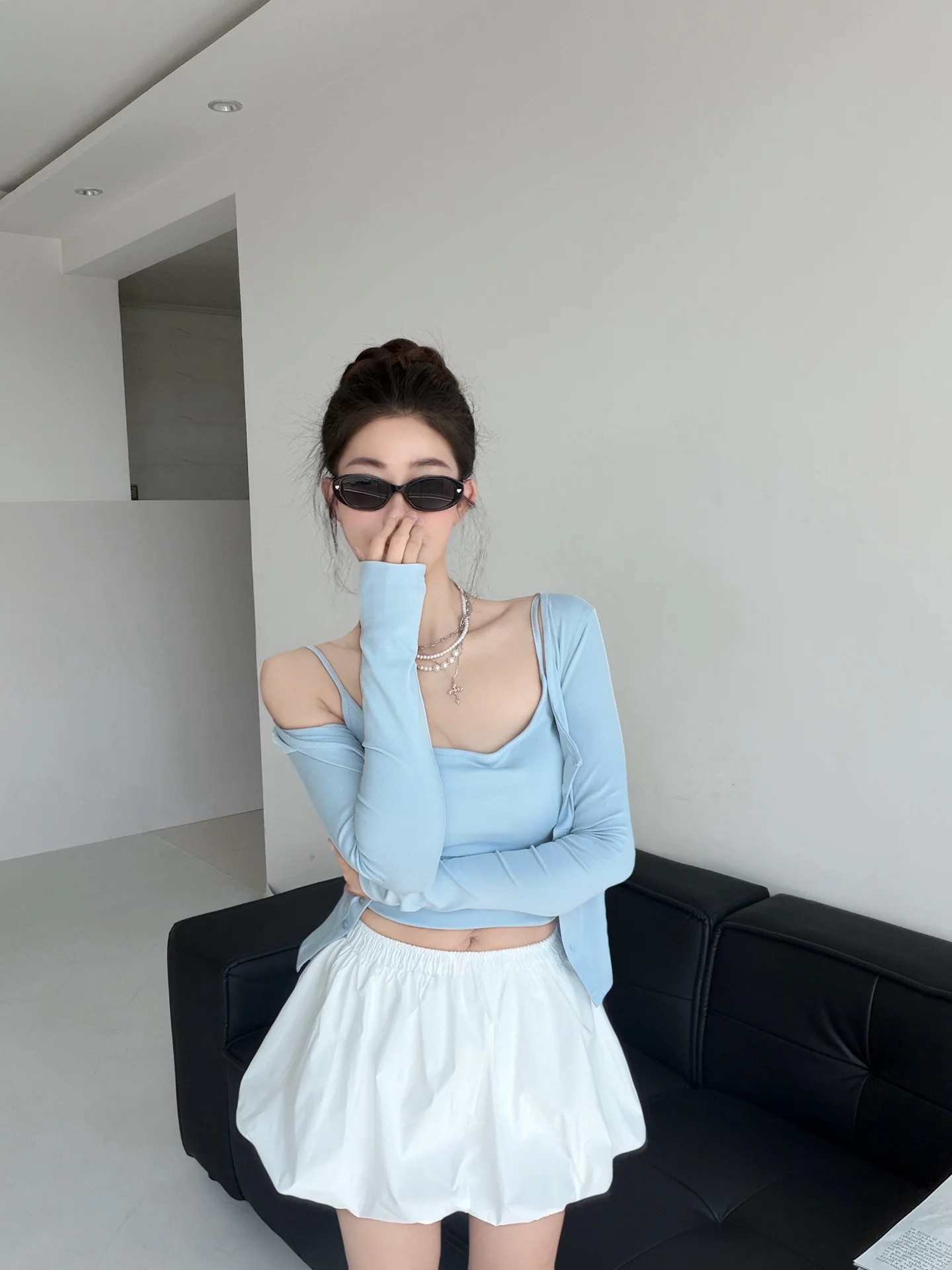 Sexy Bloom Short Skirt Women's Spring Summer A-Line Slimming Half-length Anti-Light Fluffy Skirts Functional Static Resistance