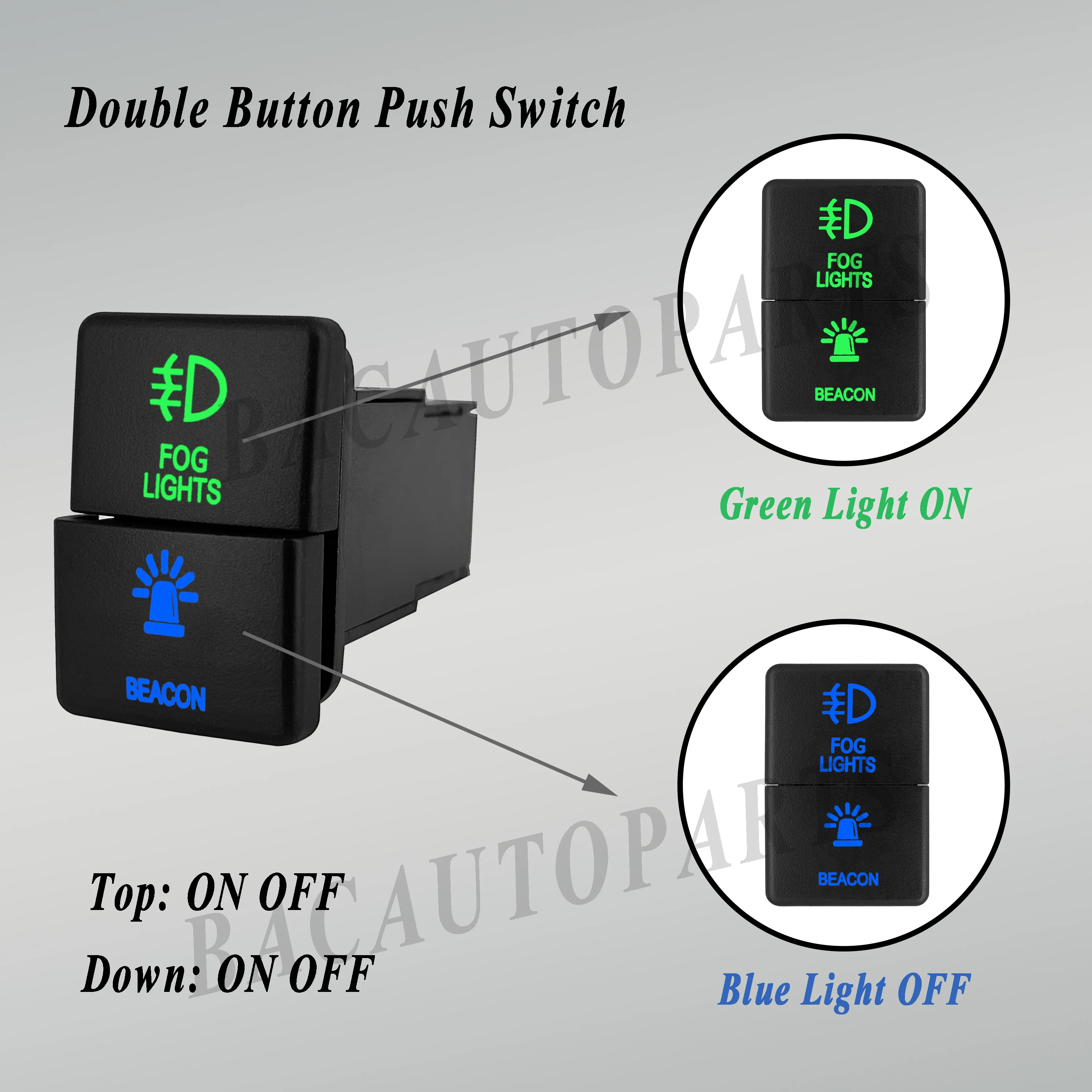 Dual Led Push Switch 12V ON OFF Fog Lights&Driving Lights Blue and Green For Toyota 4Runner Hilux RAV4 Prado