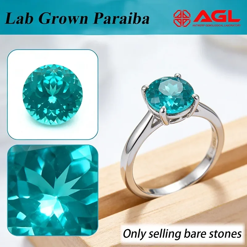 Laborgezüchteter Paraiba im ovalen Schliff, neonblau, für DIY-Schmuckherstellung, Einlage für Ringe und Halsketten, wählbar, mit AGL-Zertifikat – Detail 17