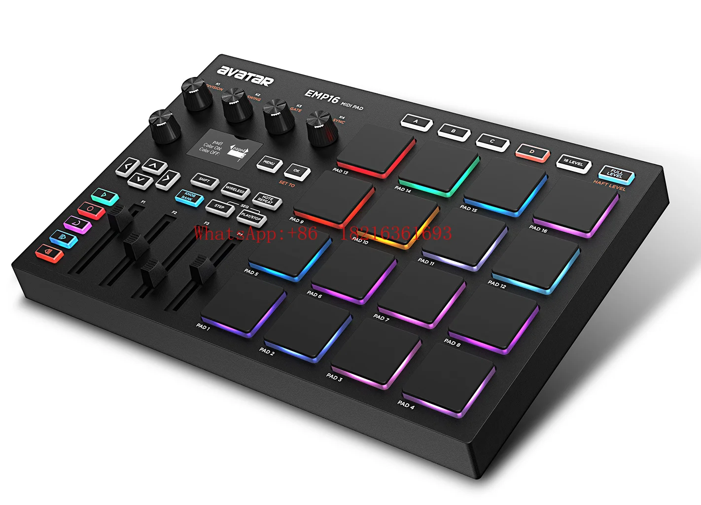 Limited Offer EMP16 MIDI Pad Controller Beat Maker Machine With Bluetooth, 16 RGB Velocity Sensitive Beat Pads, 16 Level, Ful