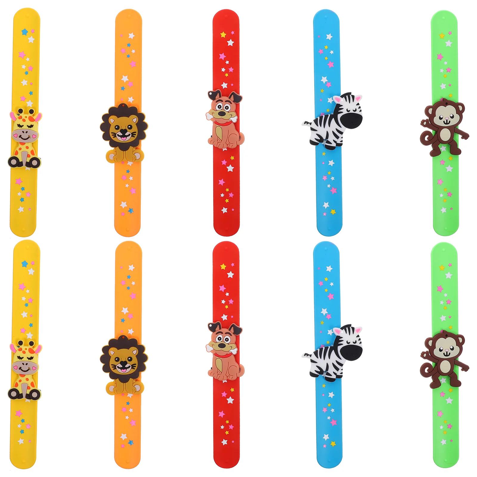 10 Pcs Cute Animal Snap Ring Cartoon Silicone Bracelet Party Gift Toy Favors Slap for Kids Bracelets Silica Gel Child