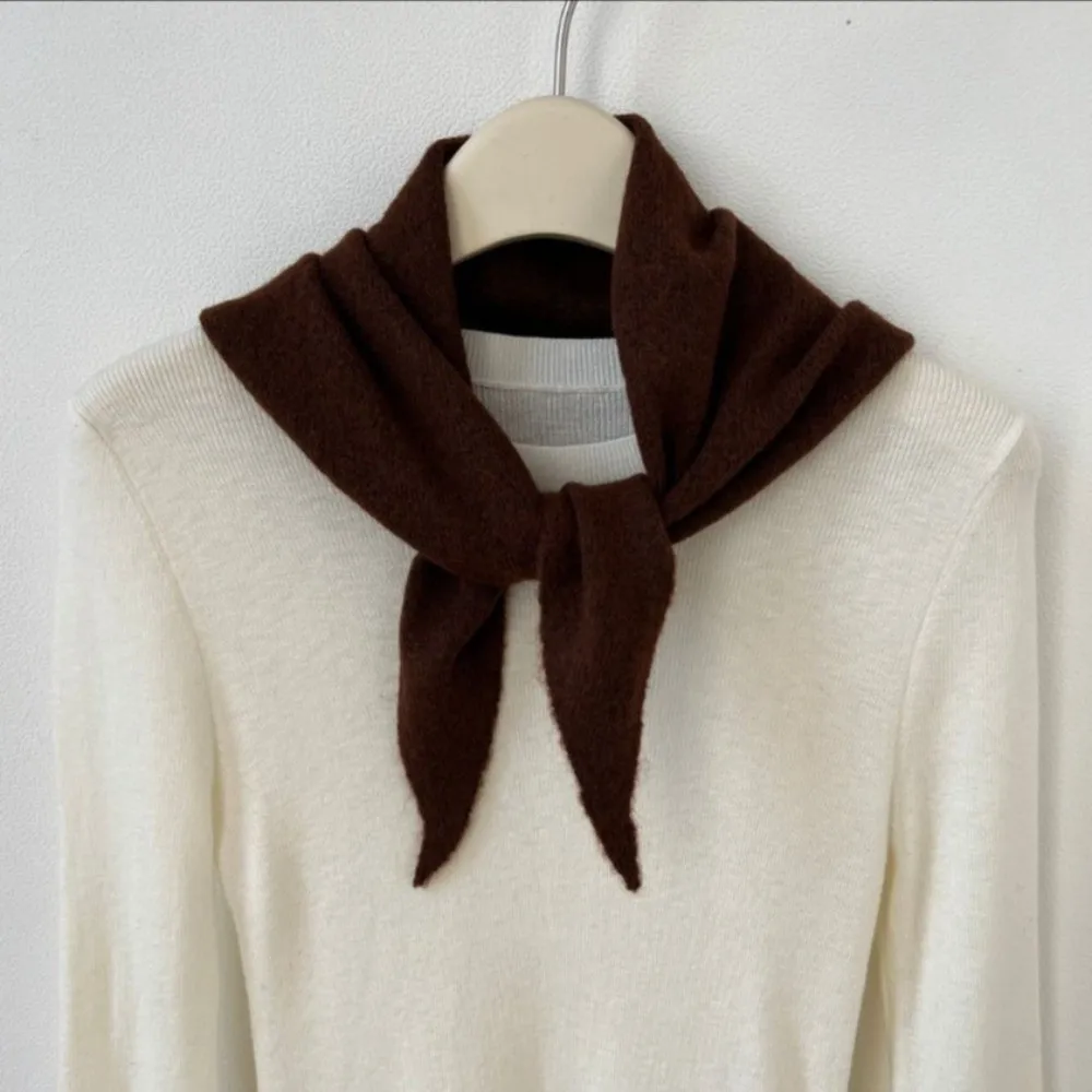 Neck Cover Solid Color Knitted Triangle Scarf Striped Windproof False Collar Shawl Wool Cross Scarves Women