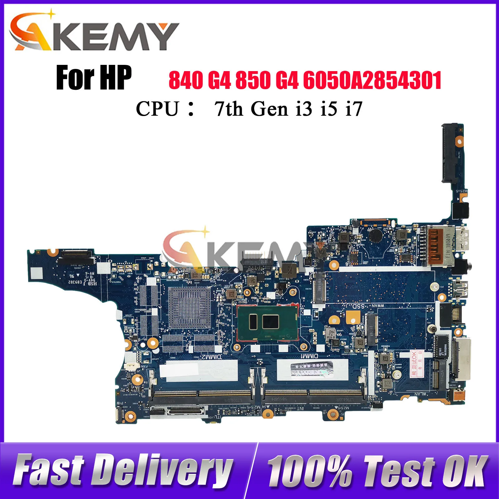 

6050A2854301 For HP EliteBook 840 G4 850 G4 Laptop Motherboard 917503-001 917501-001 With i5 i7 CPU DDR4 100% Fully Tested