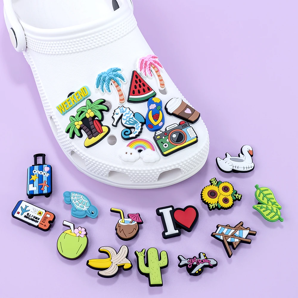 1pcs Summer Travel PVC Shoe Charms for Clips Shoe Original Ornaments Sneakers Accessories Decorations Kids Gift Wholesale