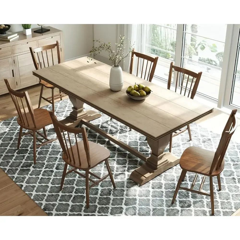 

Набор из 6 обеденных стульев в стиле Виндзор с спинками-шпинделями, ножками из массива дерева, отделкой под винтажный орех для кухни или столовой