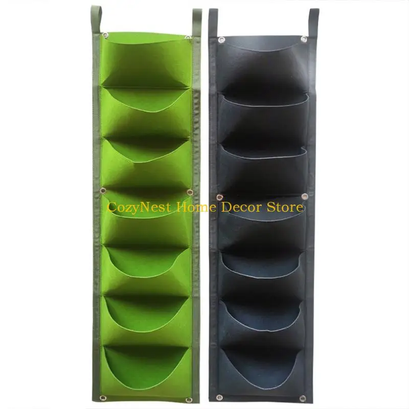 92MF 2pcs Nonwoven Vertical Plant Containers 7 Pocket Planter Home Gardening Supply
