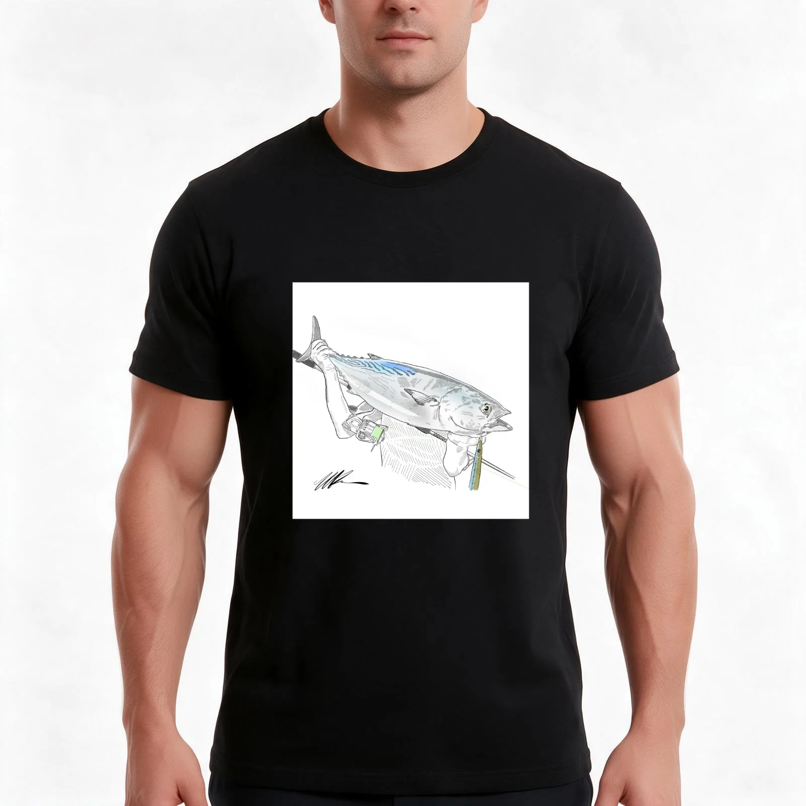 False Albacore T-Shirt Summer Casual Cotton Tee Oversized Streetwear Tops Vintage Graphic Print Loose Fit Short Sleeve
