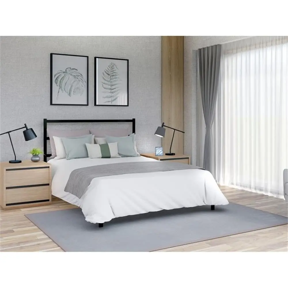 Queen Platform Bed with 5 Metal Legs & Powder Coating Black Finish, Customized