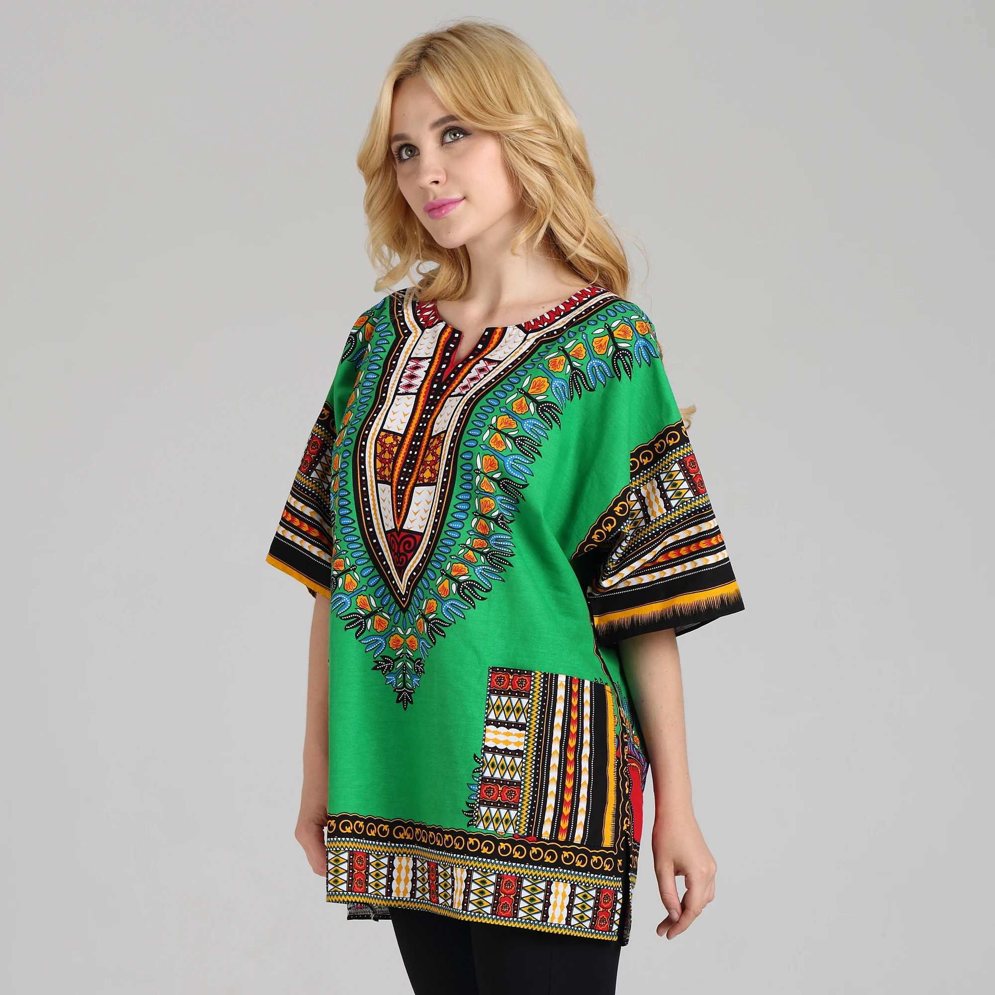 Traditional African Dashiki Shirt in Light Thin Grade Batik Cotton African Cuba Havana Beach Shirt Poncho