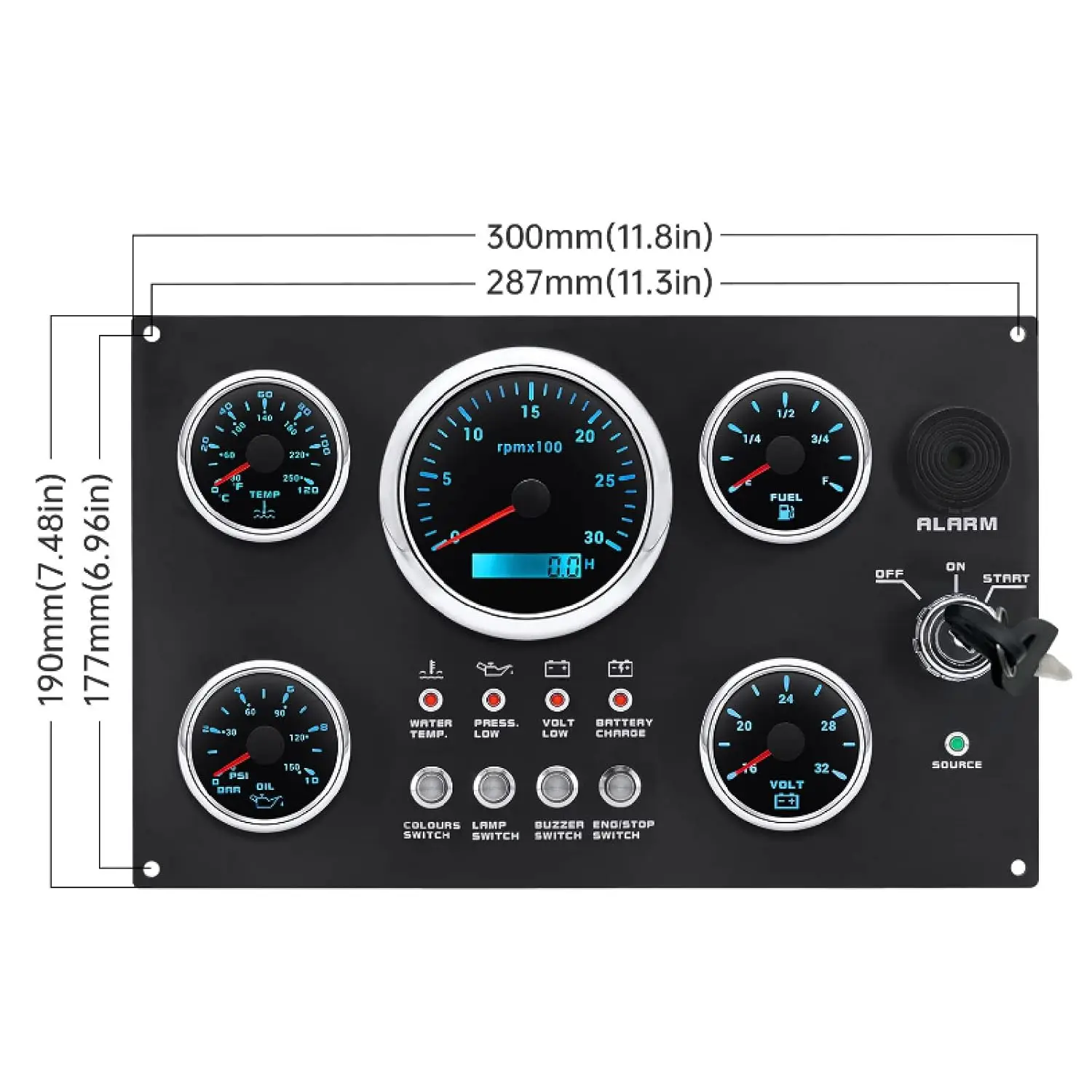 12V Waterproof Marine Instrument Boat Instruments Controller 4 Sensors