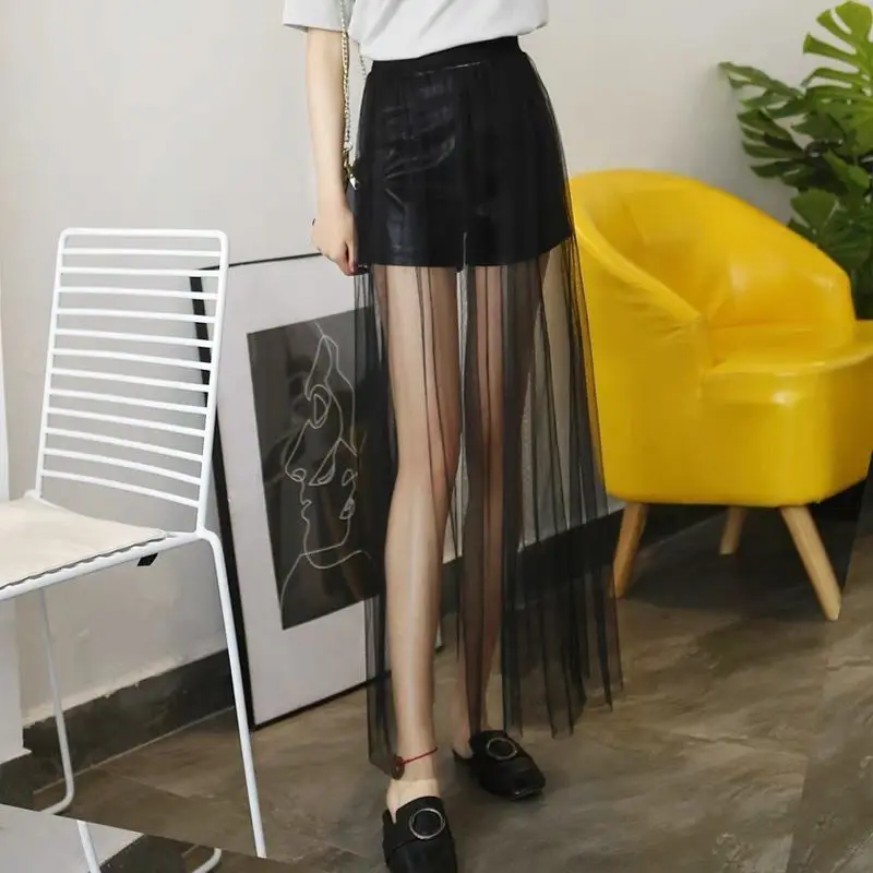 High Waist Me f Skirt Mid-Length Single Layer See-tough Mosquito Proof Sun Protection A-Line Skirt Women's Faion