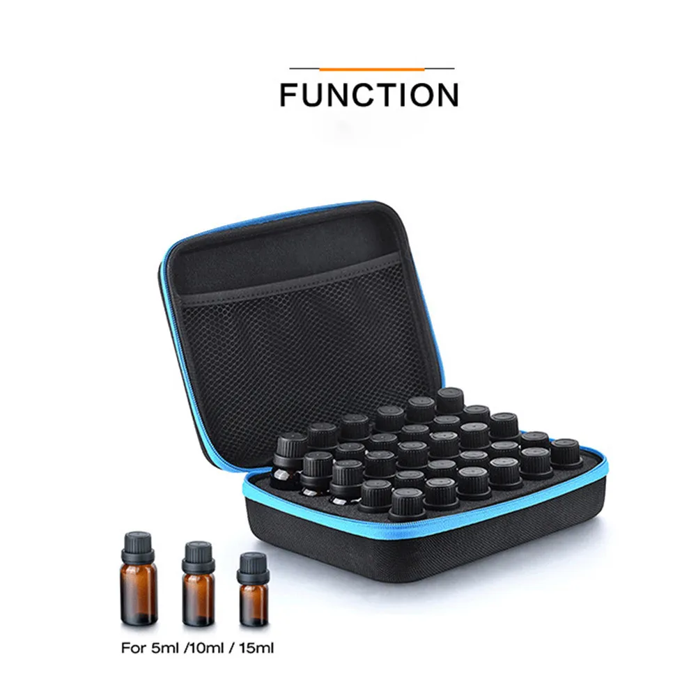 30-Bottle Essential Oil Storage Box Heavy-Duty Zipper Travel Case with Handle Solid Construction for 5Ml 10Ml 15Ml Bottles