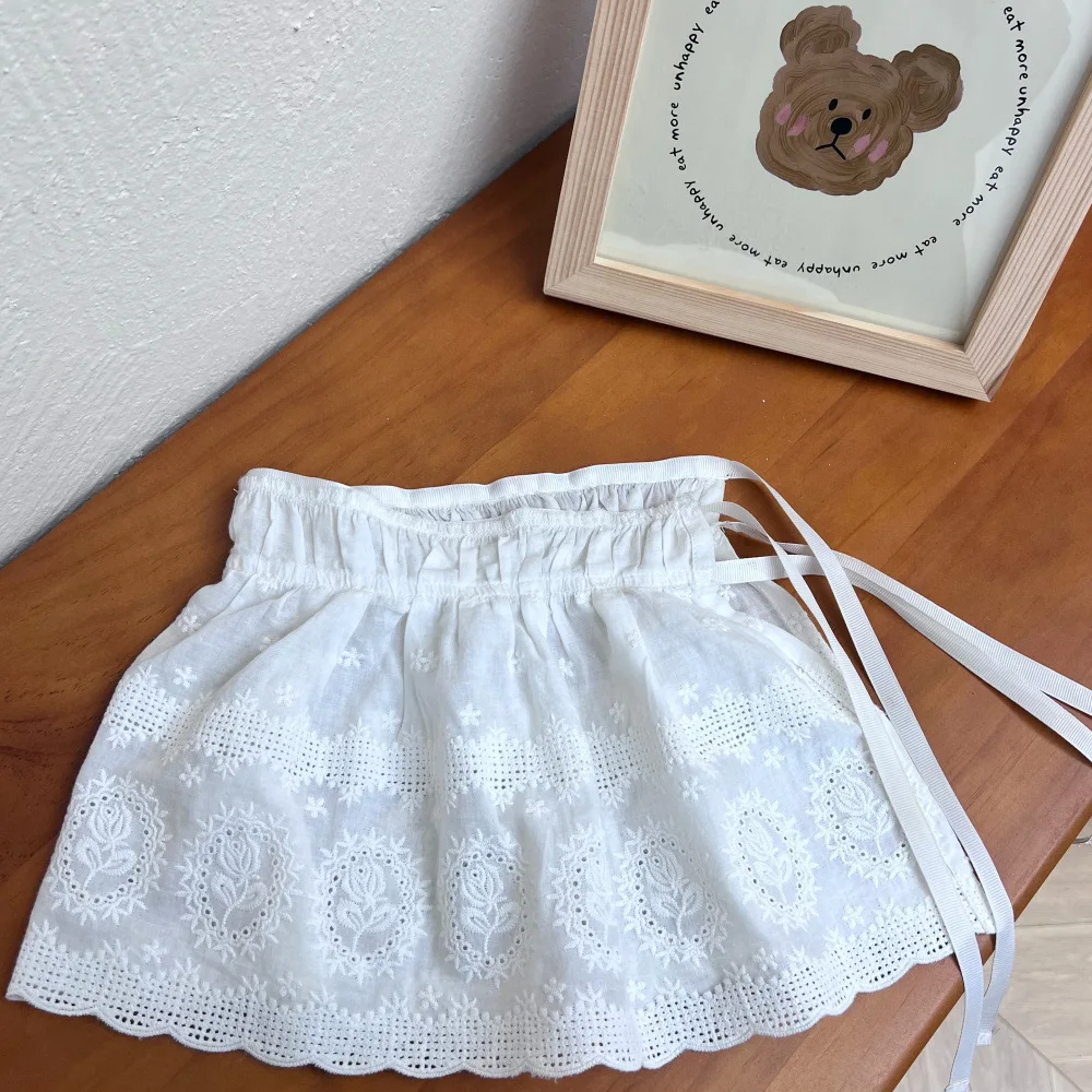 Children Skirt Fart Curtain 2025 New Versatile Basic Accessory Girls Sweet Lace Short Skirts Pair with Pants