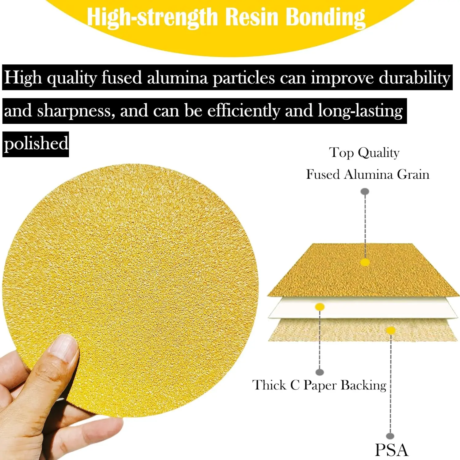 50PCS 5 Inch PSA Sanding Discs,125mm Self Adhesive Stickyback Sandpaper for DA Sander,Automotive Car Paint,Woodworking Metal