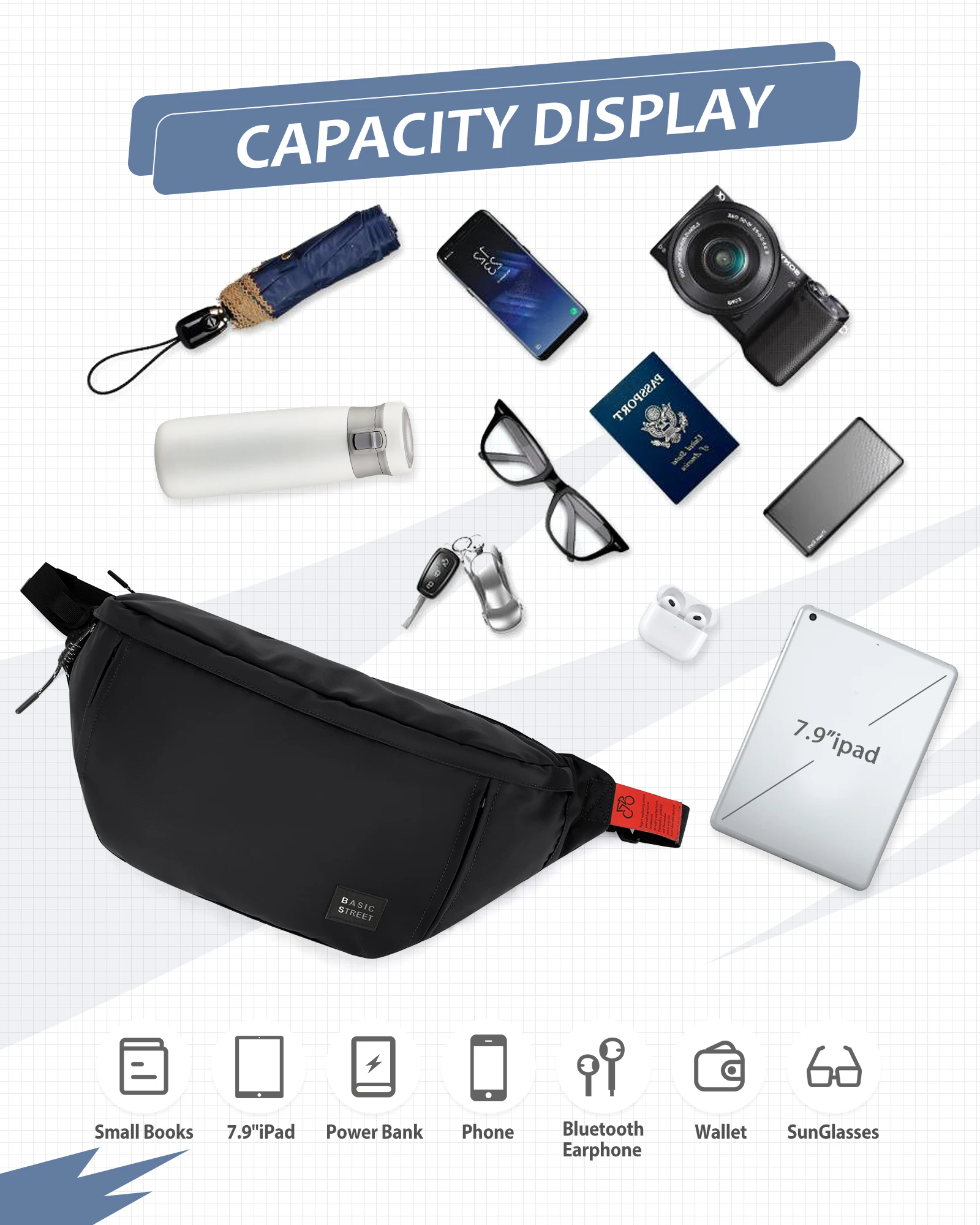 حقائب كروس بودي للرجال ، حقيبة حبال ضد السرقة ، حقيبة كتف بحزام قابل للتعديل ، حقيبة نهارية غير رسمية للجري والرياضة ، المشي لمسافات طويلة ، ركوب الدراجات #3