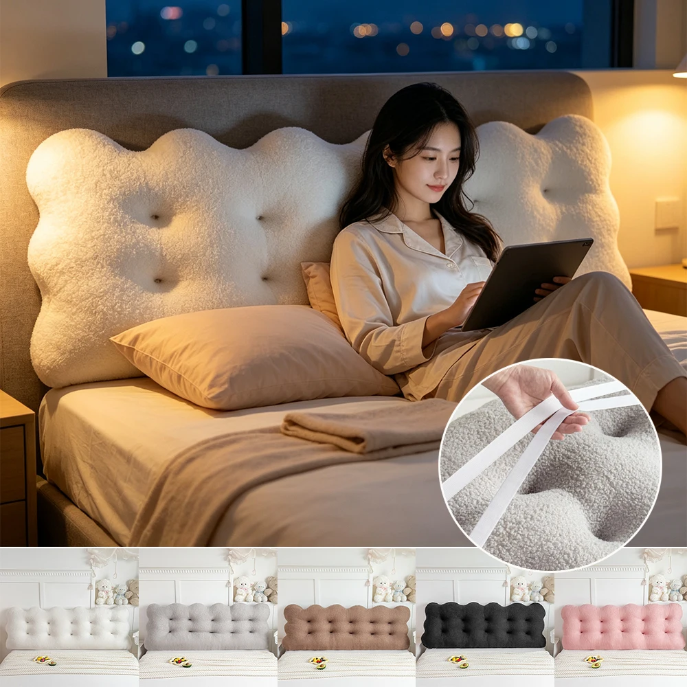 Teddy Velvet Headboard Wedge Pillow ForReading,Fully Filled Backrest Support Cushion with Removable Cover,Reading Pillow쐐기 지지 베개