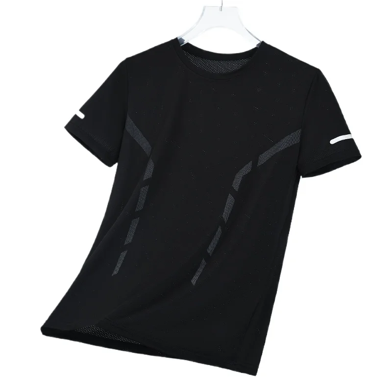 

Мужская футболка для бега, дышащая, эластичная, летняя, для спортзала, фитнеса, бега, тонкая, с коротким рукавом, спортивная одежда, M-5XL, серый, синий, черный, белый цвета