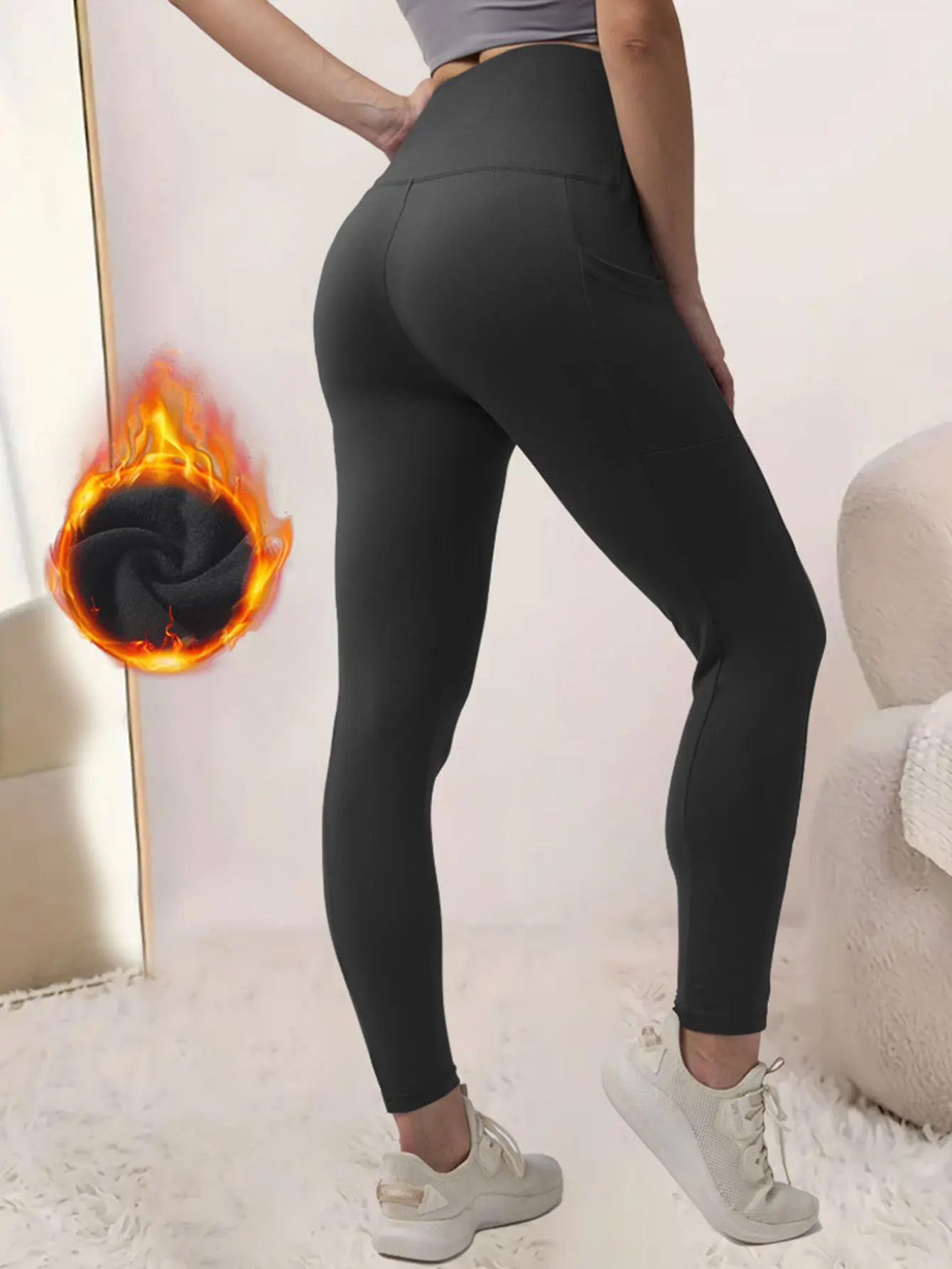 กางเกงขายาวทรงตรงลำลอง เอวกลาง แฟชั่นสำหรับผู้หญิง สไตล์เลกกิ้ง ไม่มีลายตกแต่ง