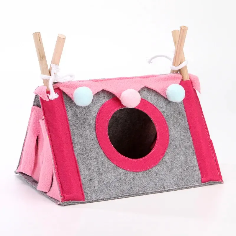 Little Pet Wooden Stick Felt Material Tent Guinea Pig Hamster Flower Branch Rat Rabbit Universal Three Colors Available