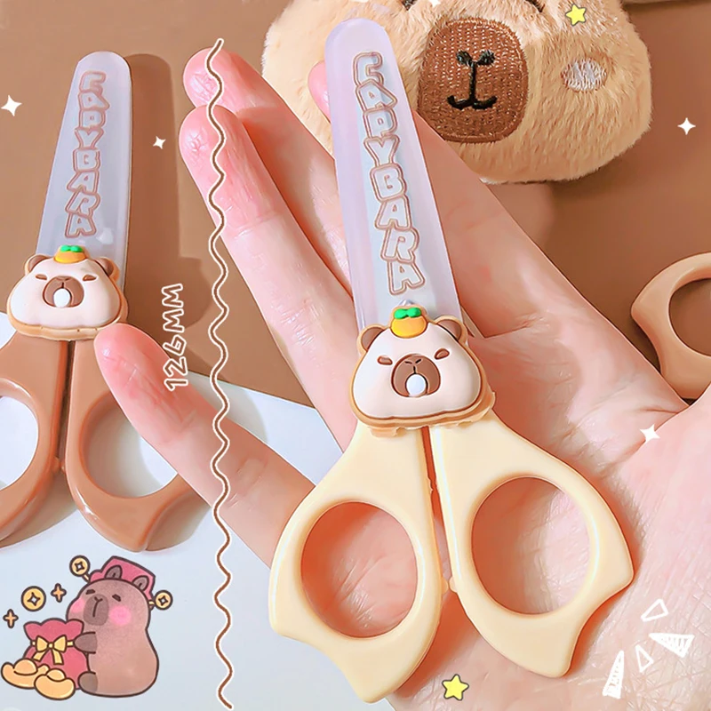 1/2 قطعة مقص القرطاسية الكرتون كابيبارا مقص أطفال Diy بها بنفسك اليدوية قطع الورق مقص آمنة ورقة مقص صغير #3