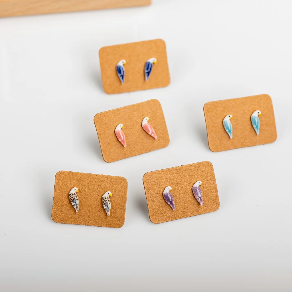 Porcelain Multicolor Ceramic Earrings Anti-allergic Cartoon cute little animal jewelry  #LY526 aretes acero inoxidable mujer