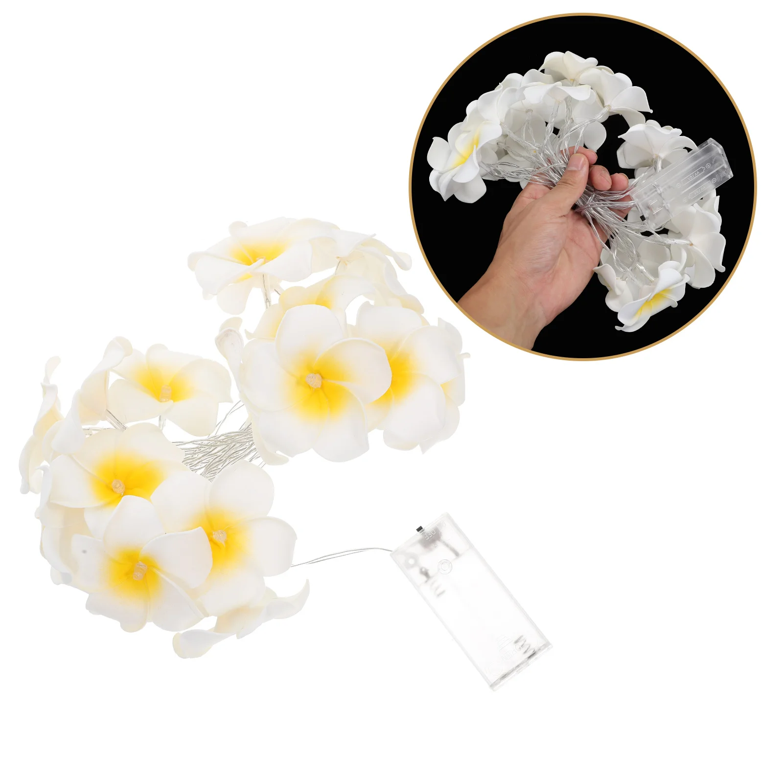 

LED String White Plumeria Flower String Powered LED String Lamp High Quality Home Christmas Garden Party String Lights Yard