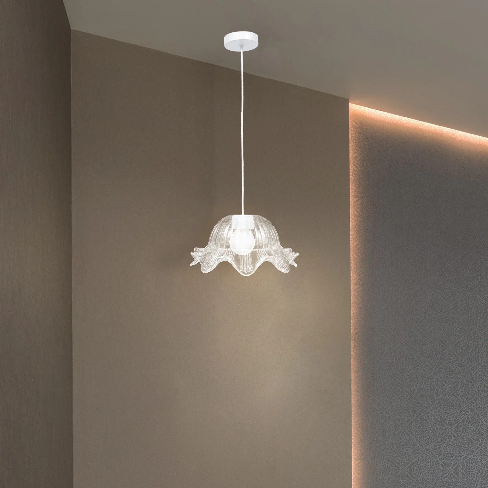 

Glass Pendant Light Shade Decorative Beveled Ceiling Lampshade Replacement Hanging Lamp Bulb Cage Lighting Accessory