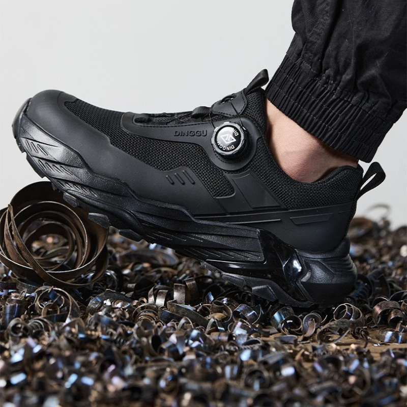 Waterproof Men Safety Shoes Steel Toe Sneakers Rotated Buckle Puncture Proof Work Safety Boots Man Air Cushion Work Shoes Male