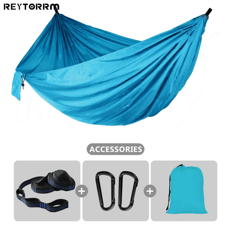 

REYTORRM 102x55inch Lightweight Nylon Hammock With Tree Strap Parachute Sleeping Tree Bed 1-2 Person Hammock For Camping Outdoor