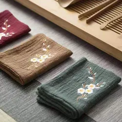 Durable Cotton Tea Cloth Embroidery Easy To Clean Cleaning Rag Lightweight Water Uptake Cotton and Linen Tea Towels