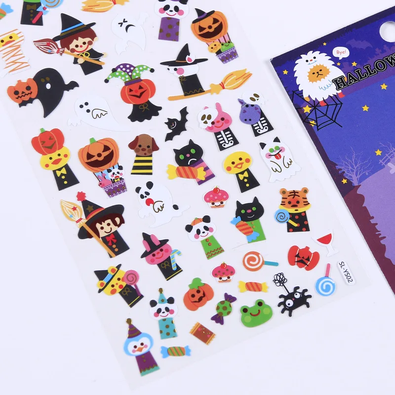 Pegatinas decorativas divertidas de PVC para Halloween, pegatinas adhesivas de papelería para diario, regalo para niños, suministros de oficina y