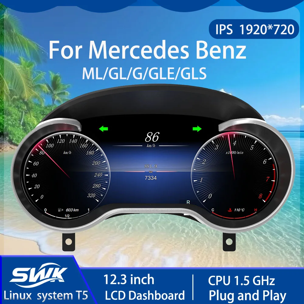 

Для Mercedes Benz ML/GL/G/GLE/GLS автомобильная умная ЖК-цифровая приборная панель 12,3 дюйма Linux система Plug and Play высокая производительность