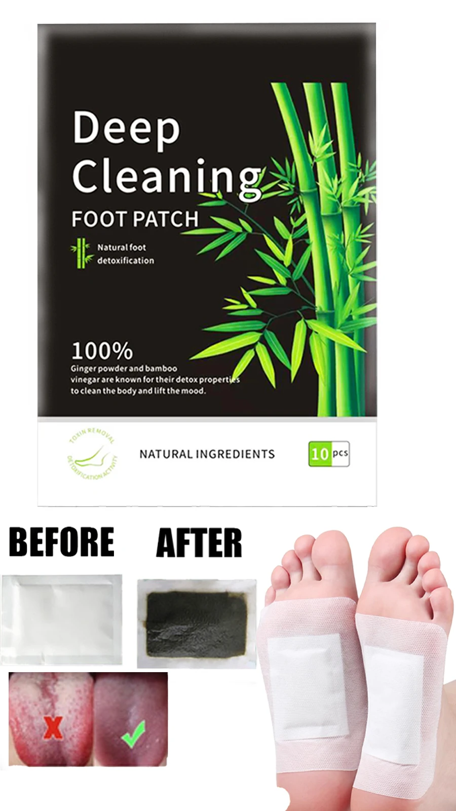 デトックスフットパッチパッド天然ハーブストレスリリーフ足ボディ毒素解毒ディープクレンジングパッドヘルスケア