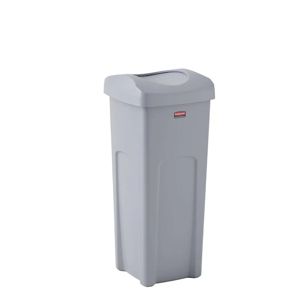 

Коммерческие товары Rubbermaid Квадратный контейнер для мусора/мутника с распашной крышкой, 23 галлона, серый, идеальный