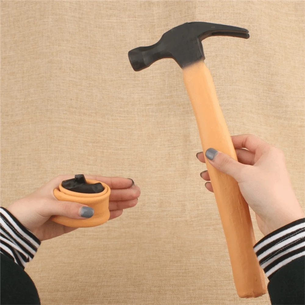 

Funny Rubber Funny Prank Hammer Soft Realistic Design Rubber Mallet Brown Color Humorous Style Magic Props Entertainment