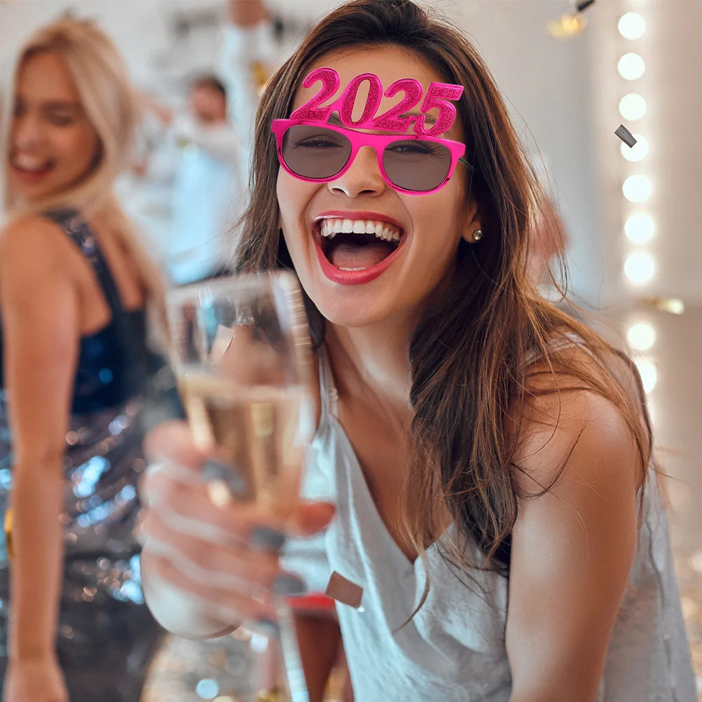 2 個のキラキラ 2025 パーティーグラス新年眼鏡楽しい写真小道具パーティー用品お祝い新年グラス