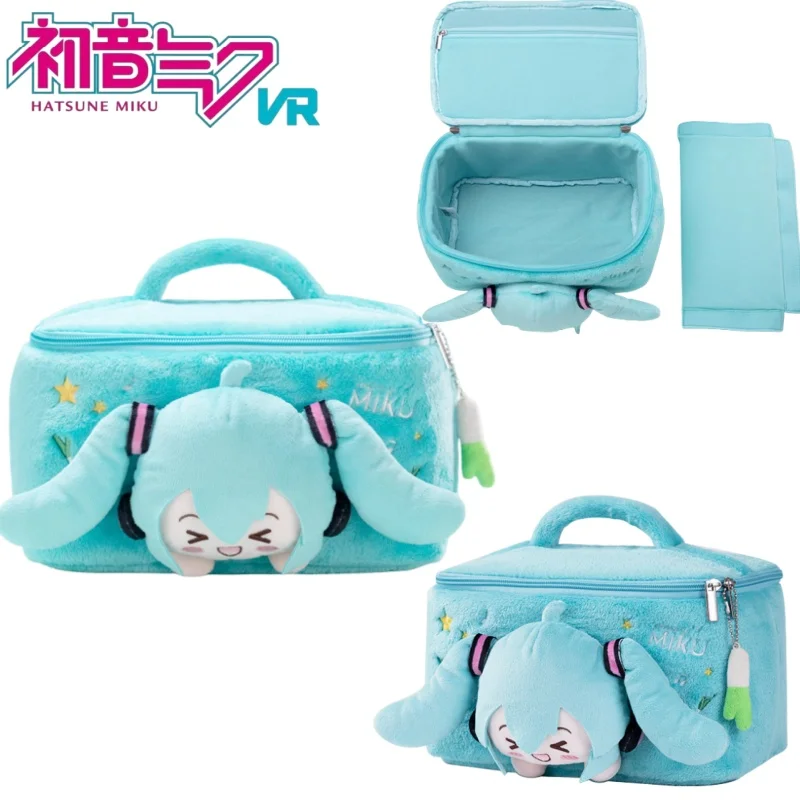 

Новая косметичка Hatsune Miku, плюшевая сумка-тоут с героями мультфильмов Hatsune Miku, многослойная портативная сумка большой емкости для хранения, праздничный подарок