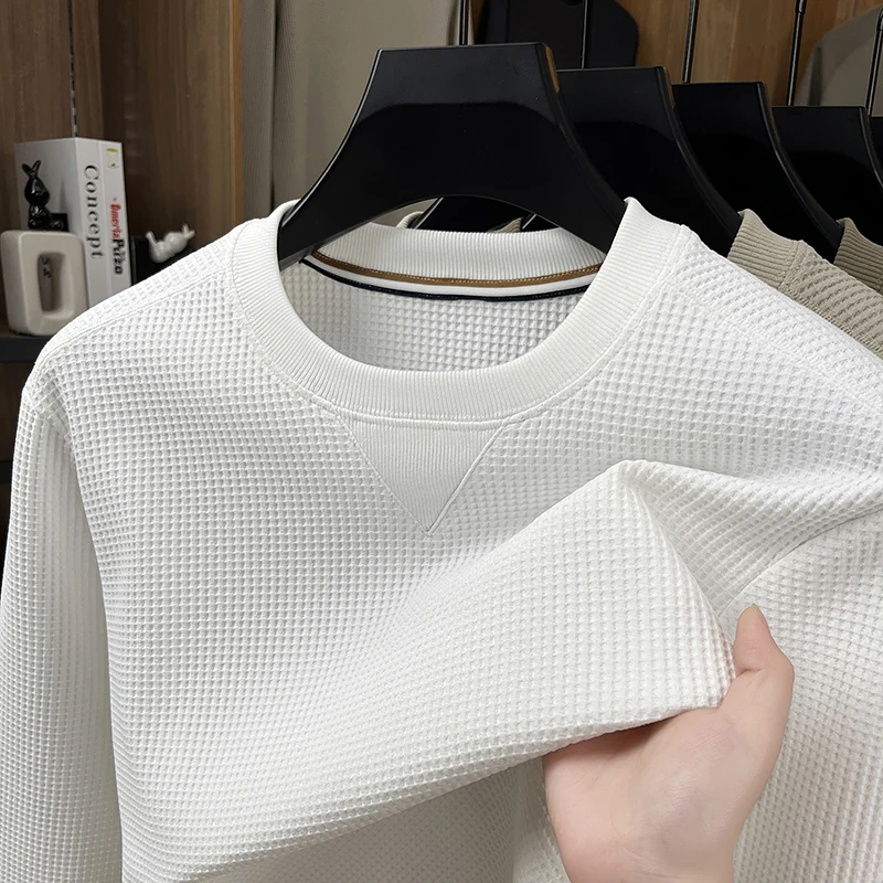 Men's Knitted Sweater Round Neck Long Sleeve Solid Color Pullover Autumn Winter Fashion Casual Classic Versatile Men's Wear