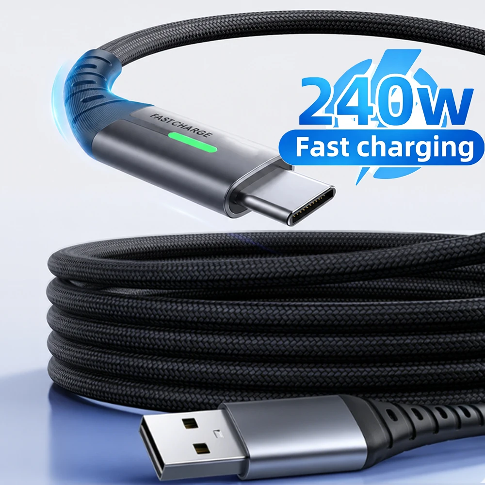 USB Type C To USB C Cable USB-C PD 240W Fast Charging Charger Wire Cord For iPhone Macbook Samsung Xiaomi Type-C USBC Cable 1/2M