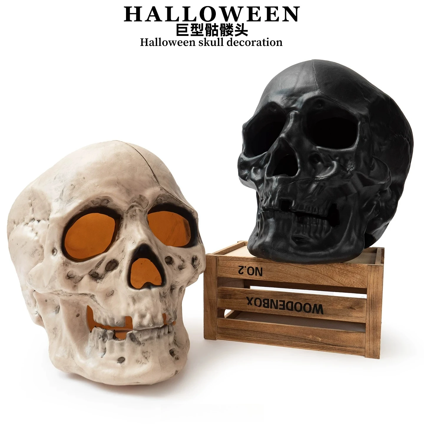 For Halloween skull decorations, luminous props, haunted house horror room layout, large 20 inches diameter 50cm