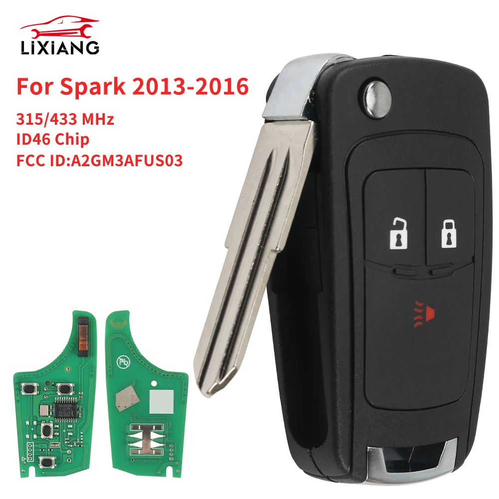 

LIXIANG 3 кнопки откидной пульт дистанционного управления A2GM3AFUS03 GM94543201 чип 315 МГц/433 МГц ID46 для Chevrolet Spark 2013 2014 2015 2016