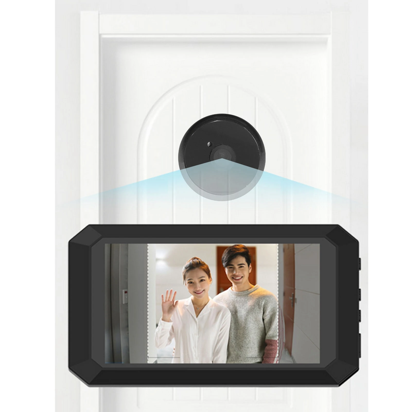 1080P Video Door Bell Matching 3.97 Inch Color Display Peep Hole Camera Built In 1400mAh Battery Portable Home Monitoring Tools