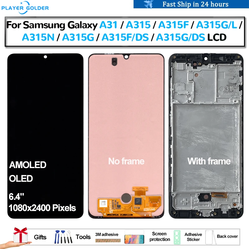 

AMOLED For Samsung Galaxy A31 A315 A315F A315N A315F/DS A315G/DS Pantalla lcd Display Touch Panel Screen Digitizer Assembly OLED