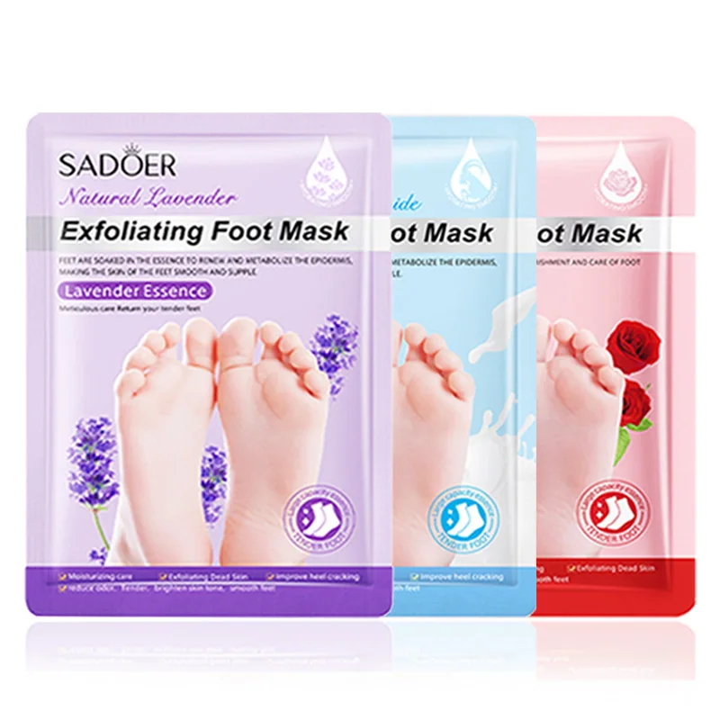 3 Paar SADOER Lavendel Fußmaske, feuchtigkeitsspendende Fußpeeling-Maske, Anti-Aging-Peeling für Füße, Pediküre, Peeling für Füße, Hautpflege