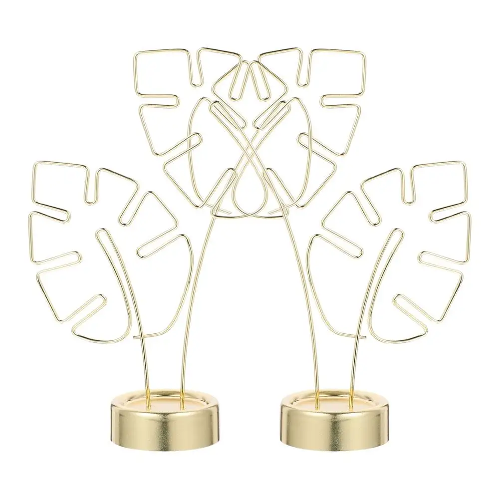 2 Pcs Metal Turtle Leaf Card Holder Desk Decor Photo St Note Clip Stainless Steel Game Table Display Picture Frame