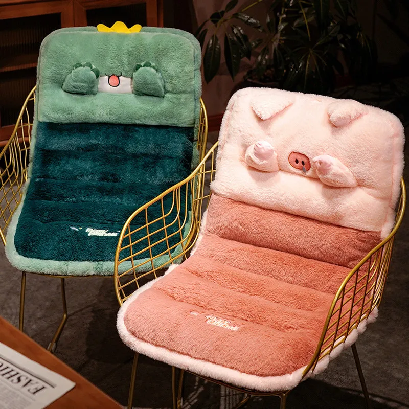 Cartoon Cute Seat Cushion Soft Thick Plush Back Cushion Antislip Office Chair Cushion Backrest Cushion Bedroom Floor Cushion