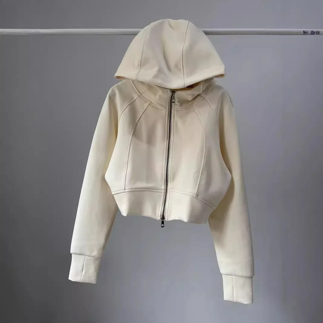 2025 Autumn Double Zipper Hooded Cardigan Hoodie Jacket Women's Loose Casual Sports Short Top