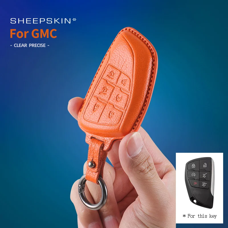 For GMC YUKON Acadia Terrain Sierra 1500 Canyon HUMMER EV Savana DENALI High-end leather car keychain key cover protective case